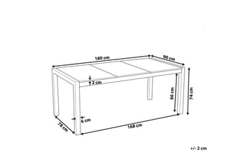 Trädgårdsbord Grosseto Grå/Silver, 90x180x74 cm - Grå/Silver/90x180x74 cm - Utemöbler - Trädgårdsbord & Utebord - Matbord ute