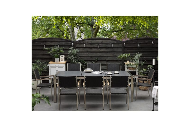 Trädgårdsbord Grosseto Grå/Svart/Silver, 100x220x74 cm - Grå/Svart/Silver, 100x220x74 cm - Utemöbler - Trädgårdsbord & Utebord - Matbord ute