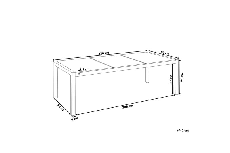 Trädgårdsbord Grosseto Grå/Svart/Silver, 100x220x74 cm - Grå/Svart/Silver, 100x220x74 cm - Utemöbler - Trädgårdsbord & Utebord - Matbord ute