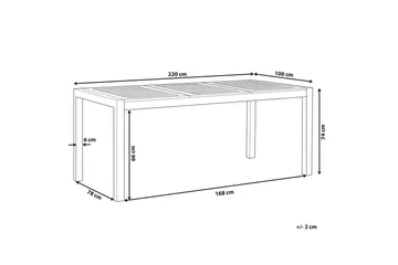 Trädgårdsbord Grosseto Ljus trä/silver, 100x220x74 cm - Ljus trä/silver/100x220x74 cm - Utemöbler - Trädgårdsbord & Utebord - Matbord ute
