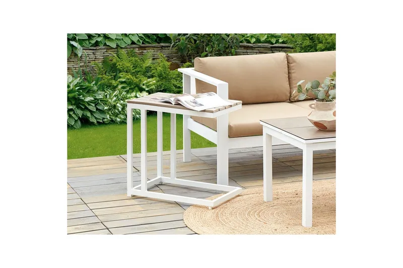 Trädgårdsbord Messina Ljus trä/vit, 35x60x59 cm - Ljus trä/vit, 35x60x59 cm - Utemöbler - Trädgårdsbord & Utebord - Matbord ute