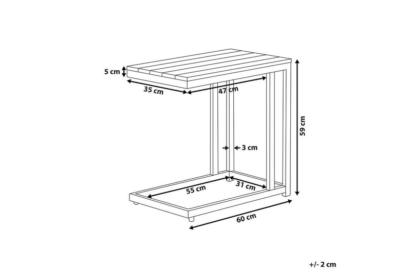 Trädgårdsbord Messina Ljus trä/vit, 35x60x59 cm - Ljus trä/vit, 35x60x59 cm - Utemöbler - Trädgårdsbord & Utebord - Matbord ute