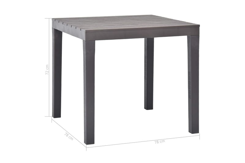 Trädgårdsbord mocca 78x78x72 cm plast - Grå - Matbord ute