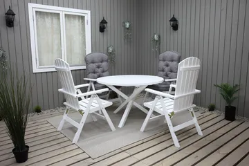 Trädgårdsbord Scottsdale Round Vit Ø 112 cm - Vit - Utemöbler - Trädgårdsbord & Utebord - Matbord ute
