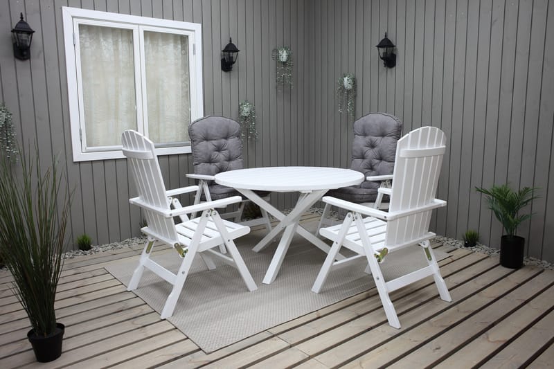 Trädgårdsbord Scottsdale Round Vit Ø 112 cm - Vit - Utemöbler - Trädgårdsbord & Utebord - Matbord ute