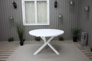 Trädgårdsbord Scottsdale Round Vit Ø 112 cm - Vit - Utemöbler - Trädgårdsbord & Utebord - Matbord ute