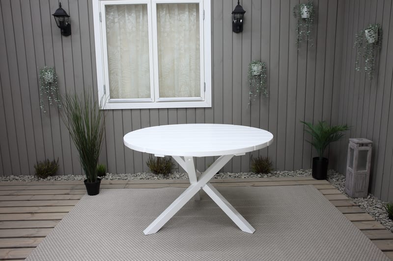 Trädgårdsbord Scottsdale Round Vit Ø 112 cm - Vit - Utemöbler - Trädgårdsbord & Utebord - Matbord ute
