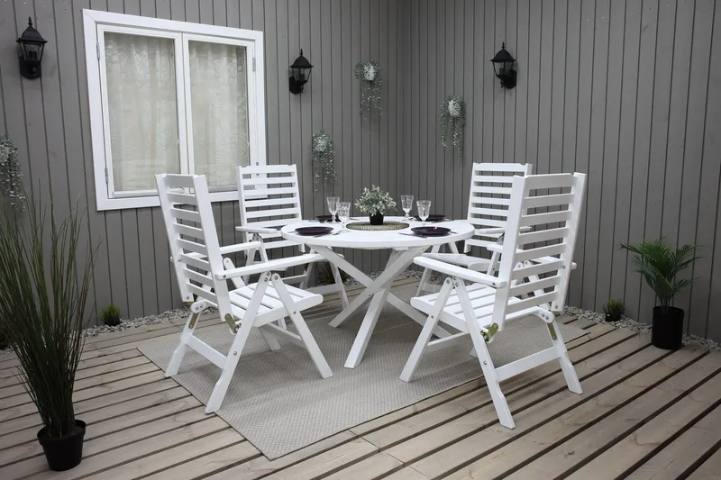 Trädgårdsbord Scottsdale Round Vit Ø 112 cm - Vit - Utemöbler - Trädgårdsbord & Utebord - Matbord ute