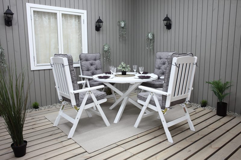 Trädgårdsbord Scottsdale Round Vit Ø 112 cm - Vit - Utemöbler - Trädgårdsbord & Utebord - Matbord ute