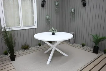 Trädgårdsbord Scottsdale Round Vit Ø 112 cm - Vit - Utemöbler - Trädgårdsbord & Utebord - Matbord ute