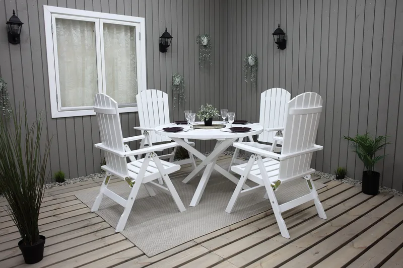 Trädgårdsbord Scottsdale Round Vit Ø 112 cm - Vit - Utemöbler - Trädgårdsbord & Utebord - Matbord ute