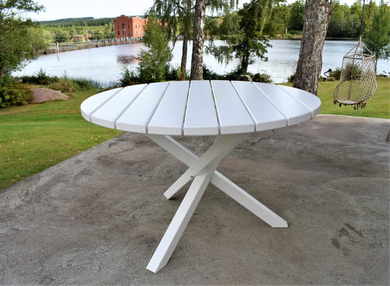 Trädgårdsbord Scottsdale Round Vit Ø 112 cm - Vit - Utemöbler - Trädgårdsbord & Utebord - Matbord ute