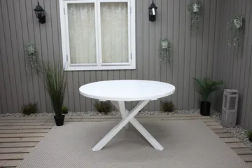 Trädgårdsbord Scottsdale Round Vit Ø 112 cm - Vit - Utemöbler - Trädgårdsbord & Utebord - Matbord ute