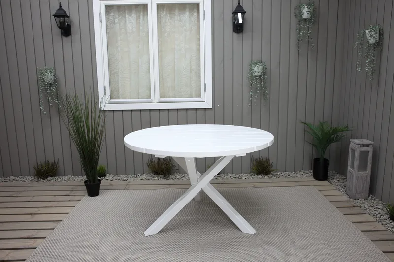 Trädgårdsbord Scottsdale Round Vit Ø 112 cm - Vit - Utemöbler - Trädgårdsbord & Utebord - Matbord ute