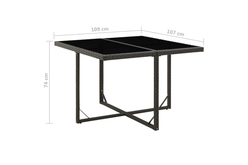 Trädgårdsbord svart 109x107x74 cm konstrotting och glas - Svart - Utemöbler - Trädgårdsbord & Utebord - Matbord ute