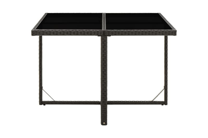 Trädgårdsbord svart 109x107x74 cm konstrotting och glas - Svart - Utemöbler - Trädgårdsbord & Utebord - Matbord ute