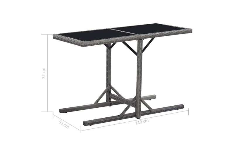 Trädgårdsbord svart 110x53x72 cm glas och konstrotting - Svart - Matbord ute