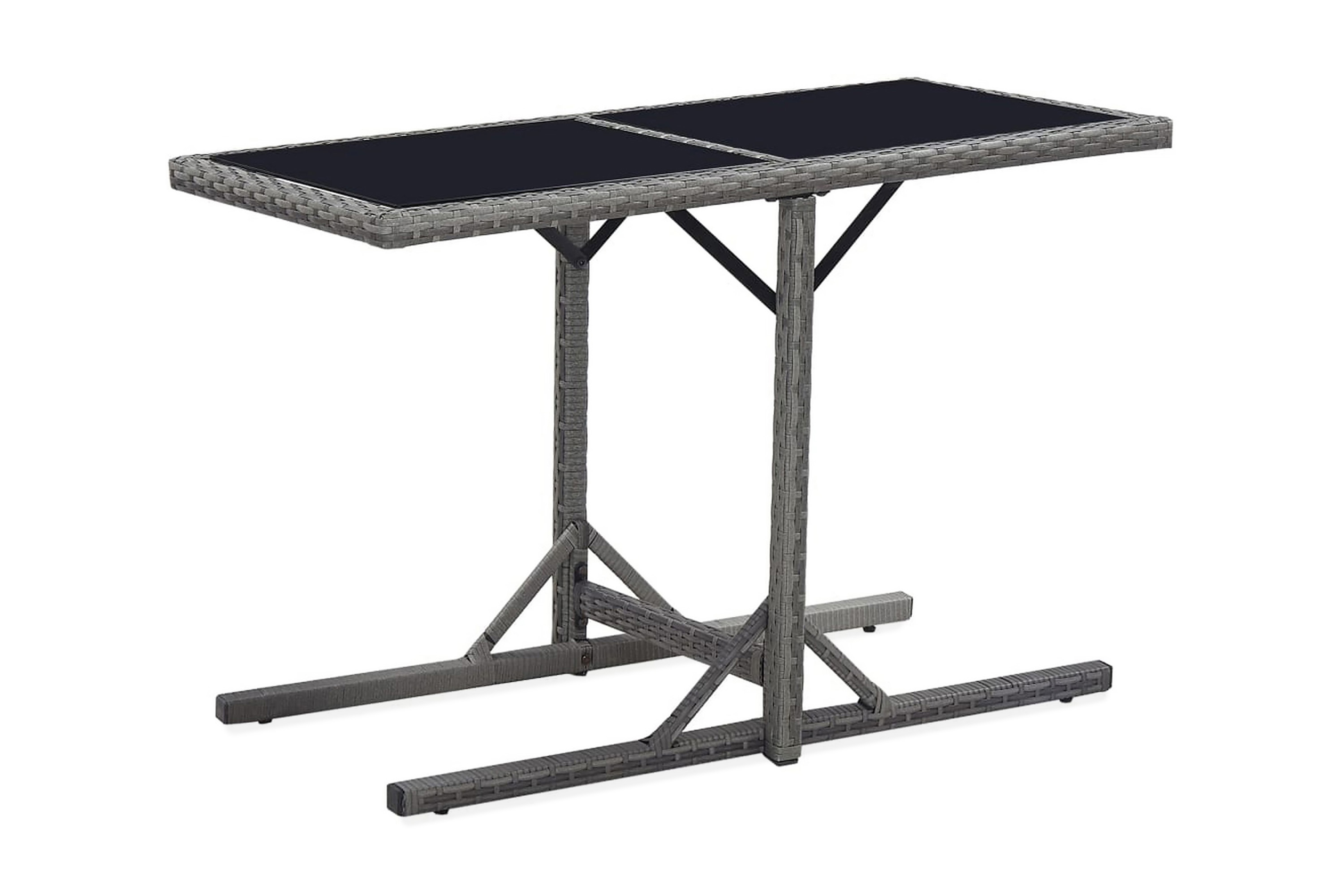 Trädgårdsbord svart 110x53x72 cm glas och konstrotting – Svart