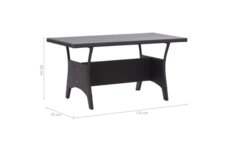 Trädgårdsbord svart 120x70x66 cm konstrotting - Svart - Utemöbler - Trädgårdsbord & Utebord - Matbord ute