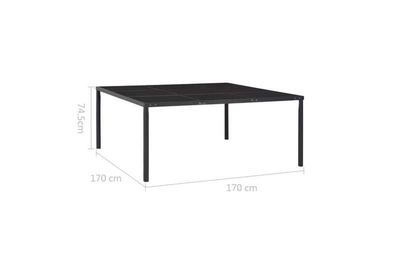 Trädgårdsbord svart 170x170x74,5 cm stål och glas - Svart - Utemöbler - Trädgårdsbord & Utebord - Matbord ute