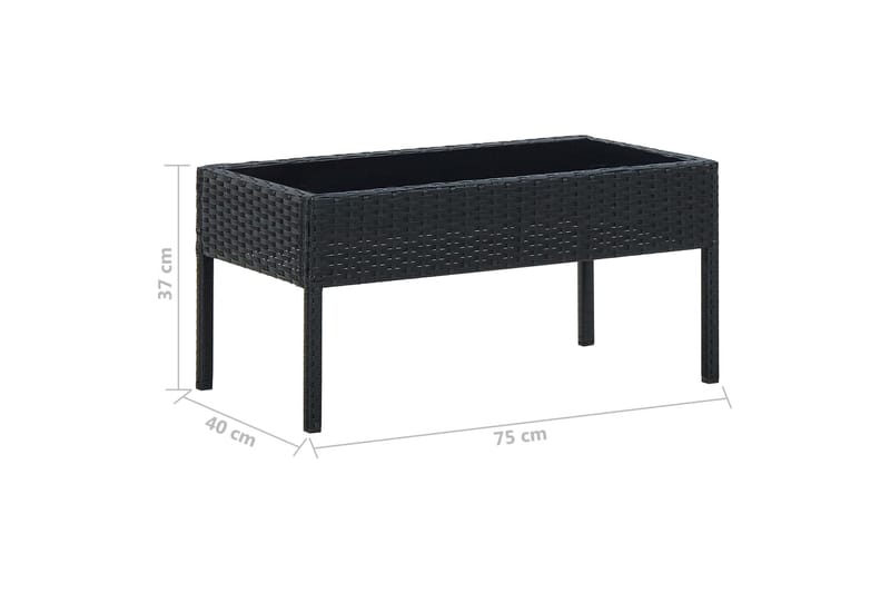 Trädgårdsbord svart 75x40x37 cm konstrotting - Svart - Utemöbler - Trädgårdsbord & Utebord - Matbord ute