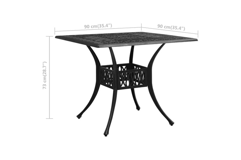 Trädgårdsbord svart 90x90x73 cm gjuten aluminium - Svart - Utemöbler - Trädgårdsbord & Utebord - Matbord ute