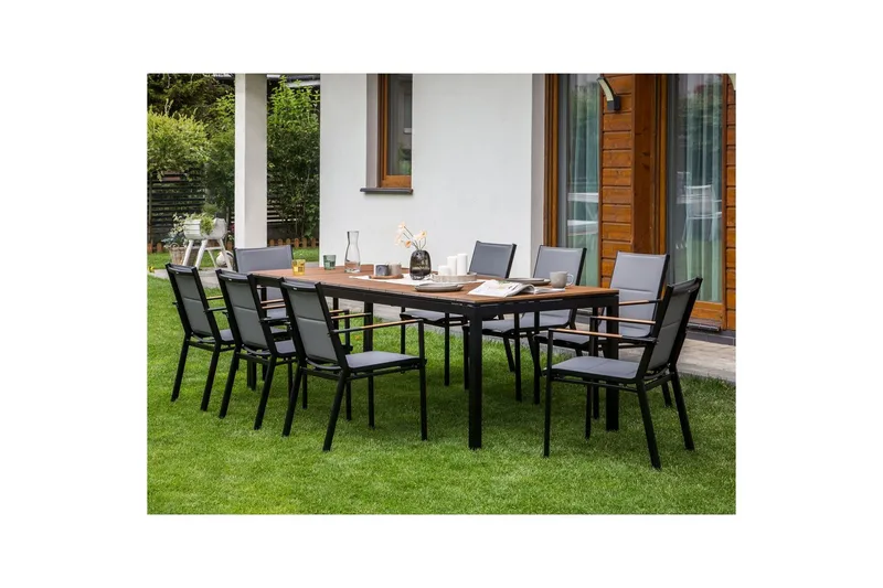 Trädgårdsbord Tofane Ljus trä/svart - Ljus trä/svart - Utemöbler - Trädgårdsbord & Utebord - Matbord ute