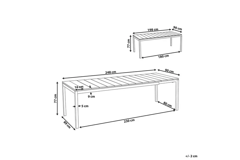 Trädgårdsbord Tofane Ljus trä/svart - Ljus trä/svart - Utemöbler - Trädgårdsbord & Utebord - Matbord ute