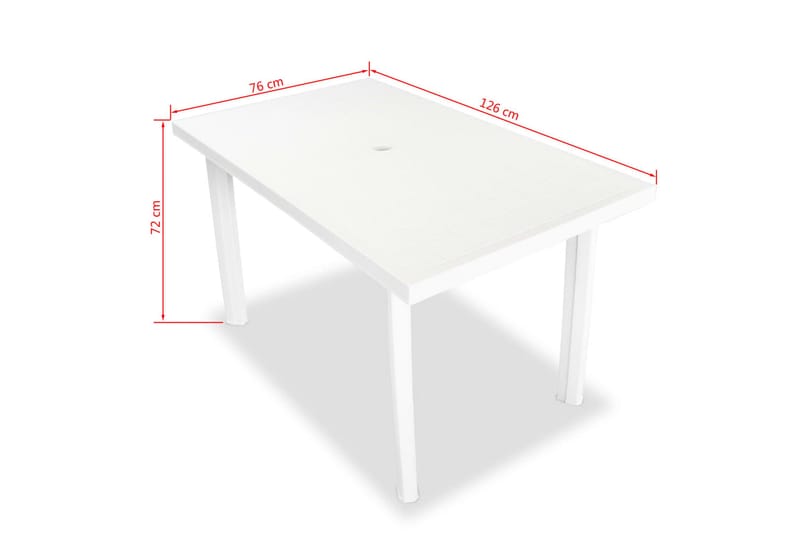 Trädgårdsbord vit 126x76x72 cm plast - Vit - Matbord ute