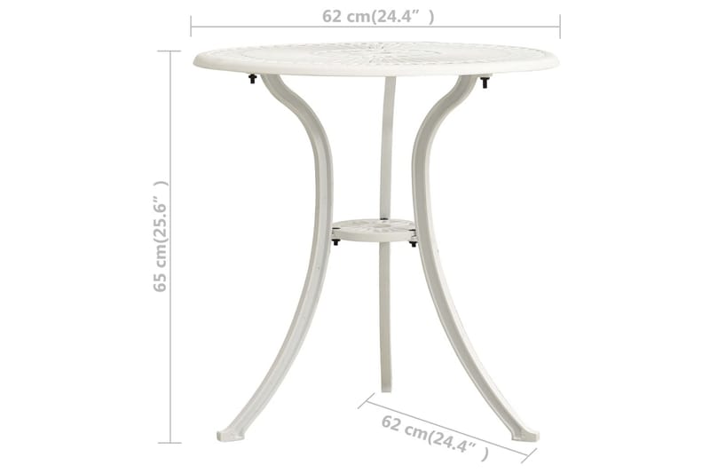 Trädgårdsbord vit 62x62x65 cm gjuten aluminium - Vit - Cafebord