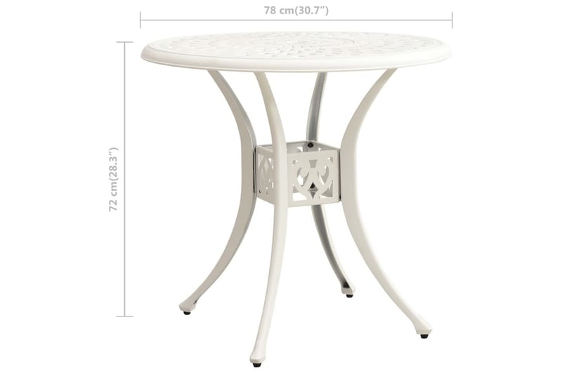 Trädgårdsbord vit 78x78x72 cm gjuten aluminium - Vit - Utemöbler - Trädgårdsbord & Utebord - Matbord ute