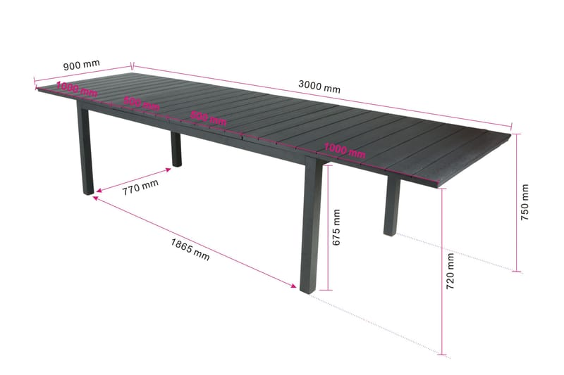 Tunis 205/305x90 rektangulärt förlängningsbart - Utemöbler - Trädgårdsbord & Utebord - Matbord ute