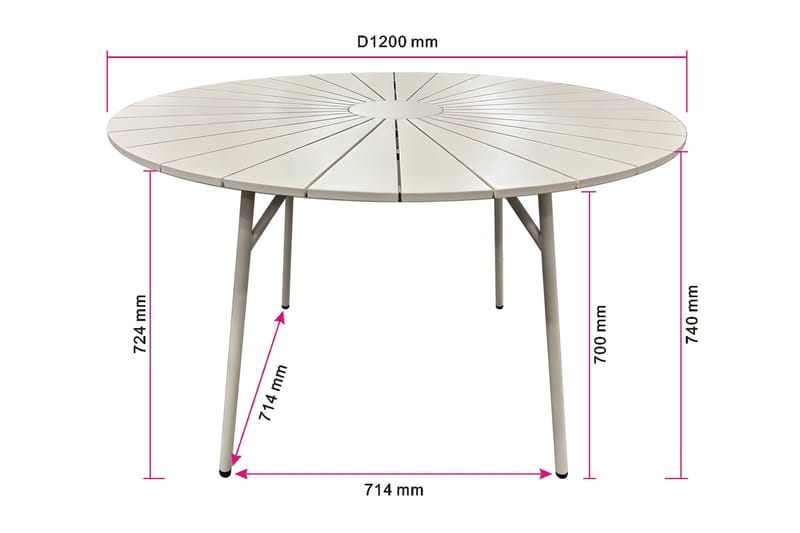 Tunis runt 120cm - Utemöbler - Trädgårdsbord & Utebord - Matbord ute
