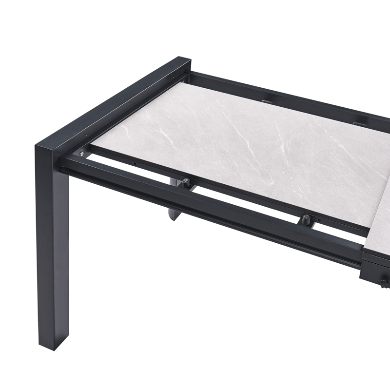 Utdragbart Matbord utomhus Binasco 160/220 cm - Beige/Svart - Utemöbler - Trädgårdsbord & Utebord - Matbord ute