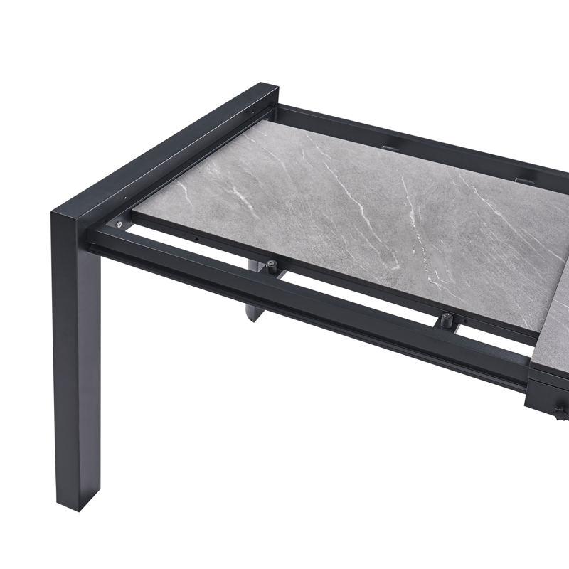 Utdragbart Matbord utomhus Binasco 90x160/220 cm - Grå/Svart - Utemöbler - Trädgårdsbord & Utebord - Matbord ute