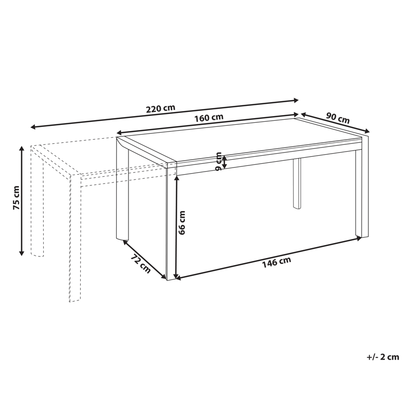 Utdragbart Matbord utomhus Binasco 90x160/220 cm - Grå/Svart - Utemöbler - Trädgårdsbord & Utebord - Matbord ute