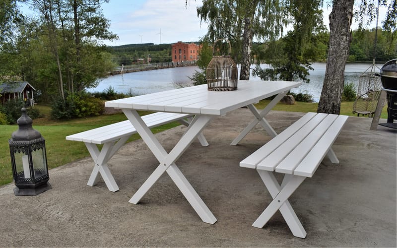 Utomhusbord Scottsdale rektangulär Vit 190 cm - Vit - Utemöbler - Trädgårdsbord & Utebord - Matbord ute