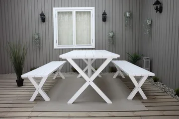 Utomhusbord Scottsdale rektangulär Vit 190 cm - Vit - Utemöbler - Trädgårdsbord & Utebord - Matbord ute