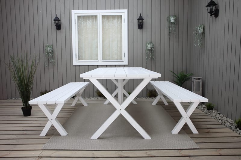 Utomhusbord Scottsdale rektangulär Vit 190 cm - Vit - Utemöbler - Trädgårdsbord & Utebord - Matbord ute
