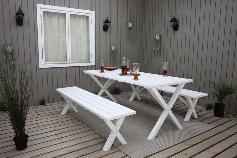 Utomhusbord Scottsdale rektangulär Vit 190 cm - Vit - Utemöbler - Trädgårdsbord & Utebord - Matbord ute