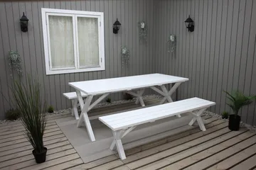 Utomhusbord Scottsdale rektangulär Vit 190 cm - Vit - Utemöbler - Trädgårdsbord & Utebord - Matbord ute