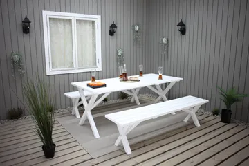 Utomhusbord Scottsdale rektangulär Vit 190 cm - Vit - Utemöbler - Trädgårdsbord & Utebord - Matbord ute