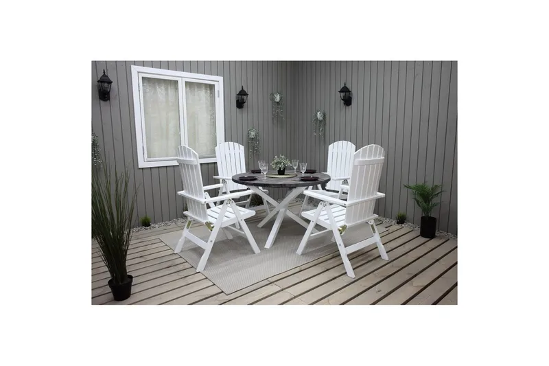 Utomhusbord Scottsdale Runt - Shabby Chic Grå med Vita ben - Utemöbler - Trädgårdsbord & Utebord - Matbord ute