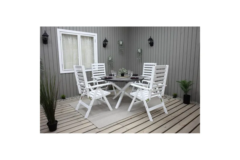 Utomhusbord Scottsdale Runt - Shabby Chic Grå med Vita ben - Utemöbler - Trädgårdsbord & Utebord - Matbord ute