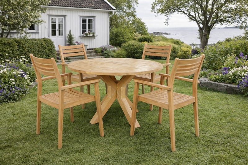 Utomhusbord Toscana bord Ø140 cm - trä - Utemöbler - Trädgårdsbord & Utebord - Matbord ute