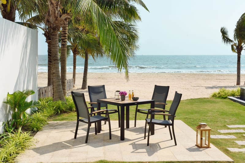 Utomhusbord Panama 90 cm - trä/svart - Utemöbler - Trädgårdsbord & Utebord - Matbord ute