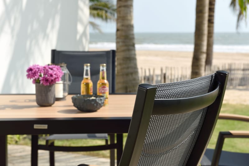 Utomhusbord Panama 90 cm - trä/svart - Utemöbler - Trädgårdsbord & Utebord - Matbord ute