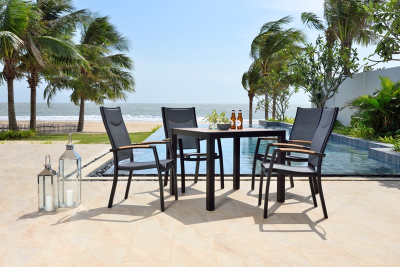 Utomhusbord Panama 90 cm - trä/svart - Utemöbler - Trädgårdsbord & Utebord - Matbord ute