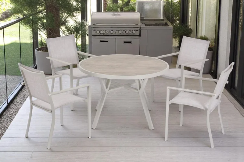 Utomhusbord Palermo rund Ø130 cm - grå/beige - Utemöbler - Trädgårdsbord & Utebord - Matbord ute