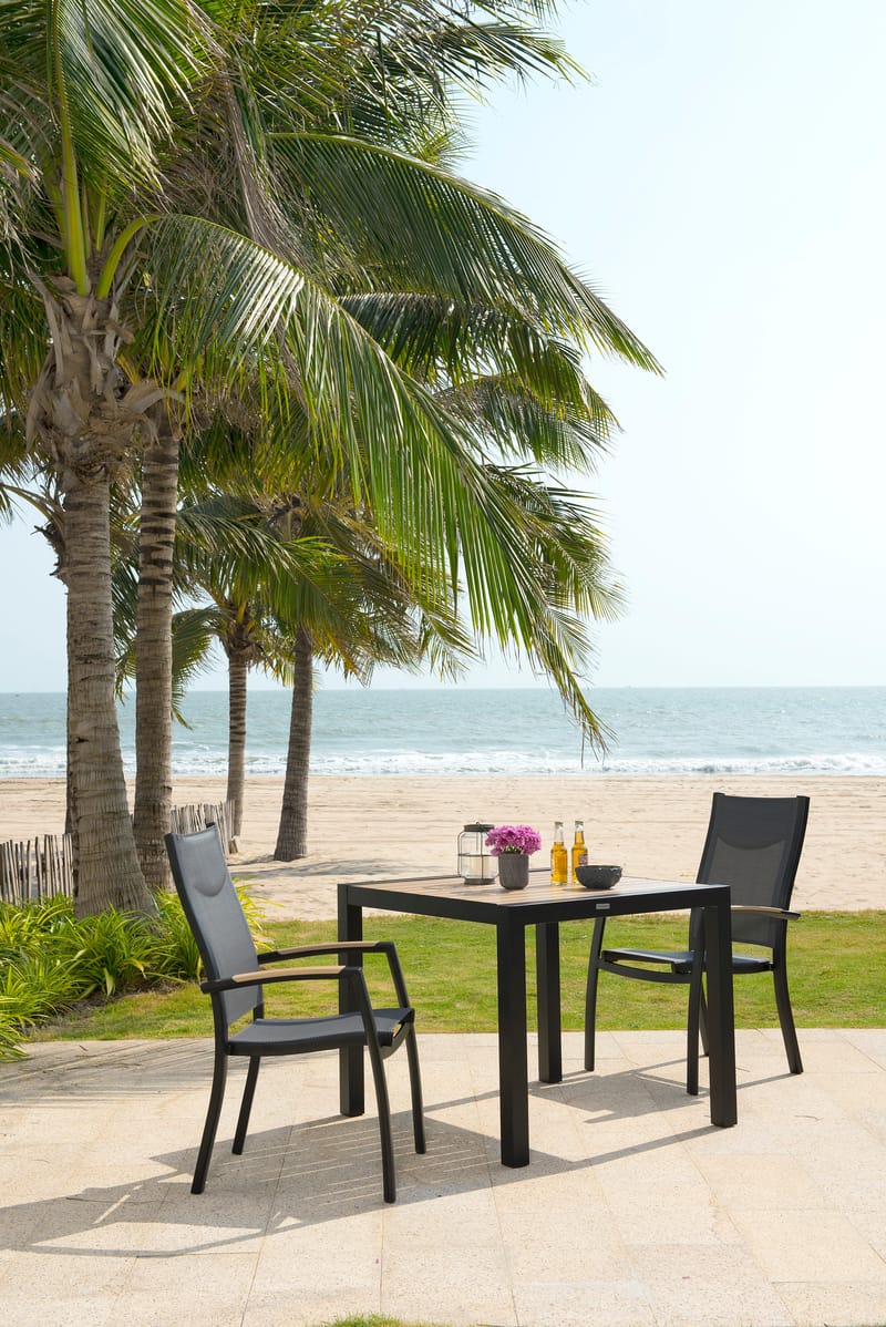 Utomhusbord Panama 90 cm - trä/svart - Utemöbler - Trädgårdsbord & Utebord - Matbord ute